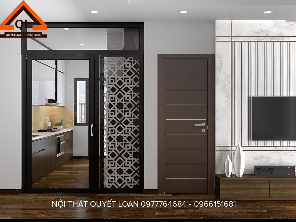 Nội thất căn 2 phòng ngủ hiện đại 10 Bếp chữ I đơn giản