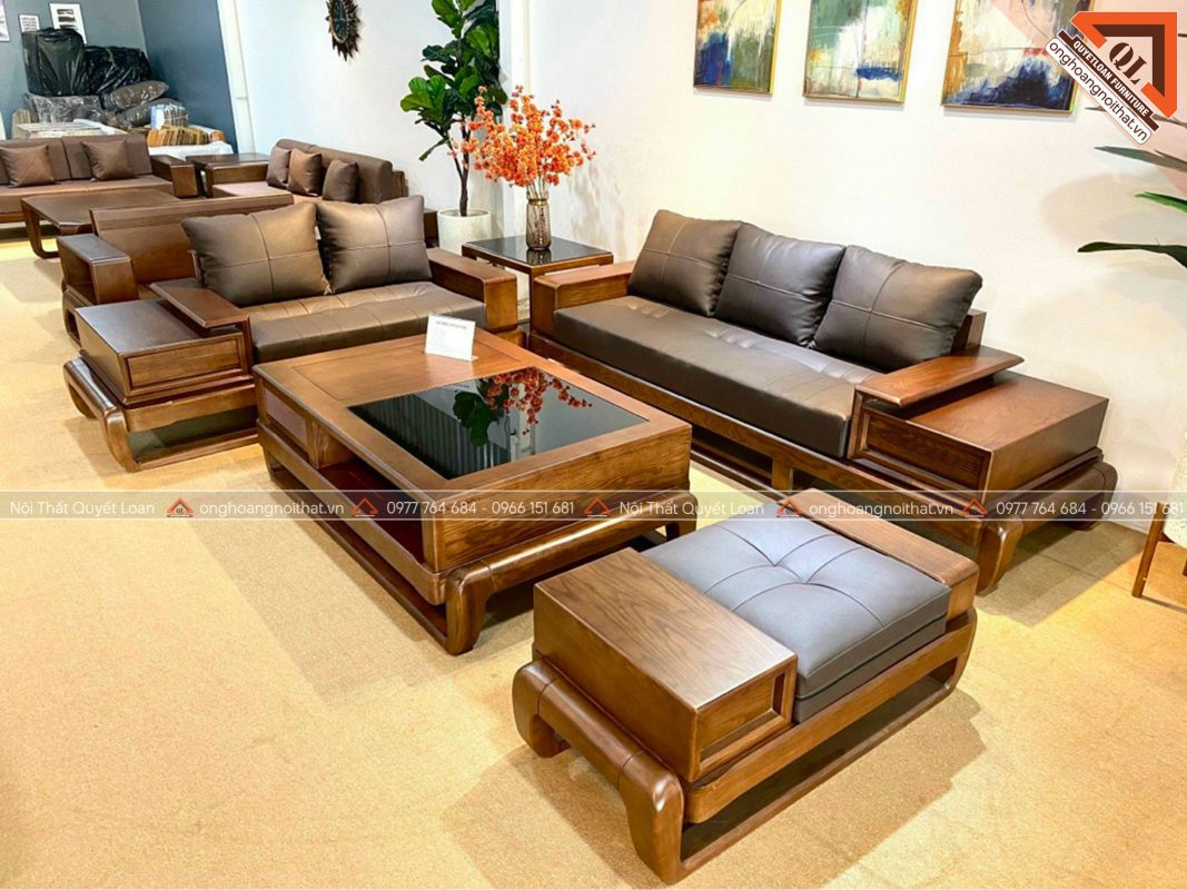 Bàn ghế Sofa gỗ tần bì (sồi Nga) Cao cấp