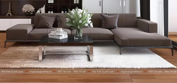 Bộ Sofa Da Nâu Bóng Cao Cấp SF08